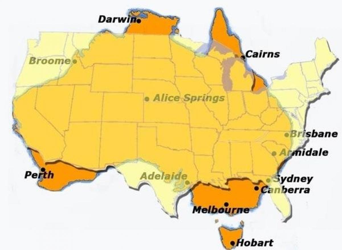 أستراليا إلى أمريكا خريطة