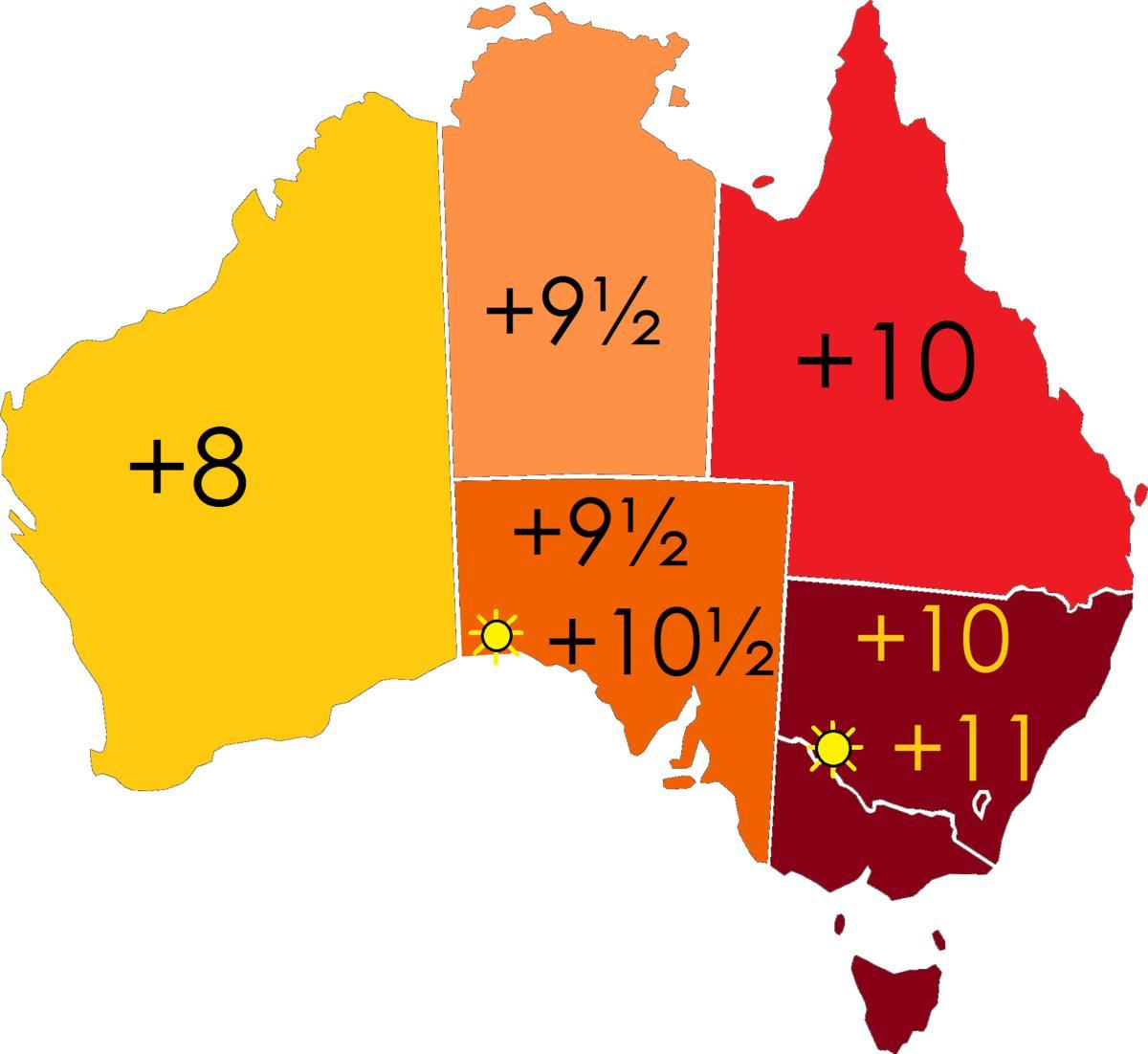 المناطق الزمنية أستراليا خريطة