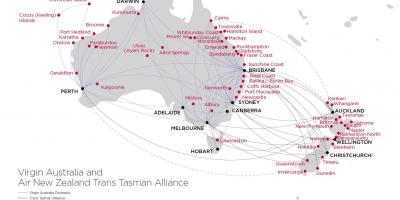 خريطة طيران فيرجن أستراليا